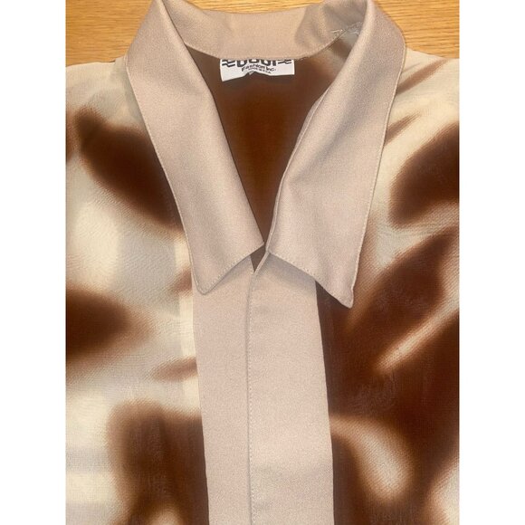 Vintage Dodi Fashion Brown & Beige Abstract Patterned Blouse - Picture 2 of 5